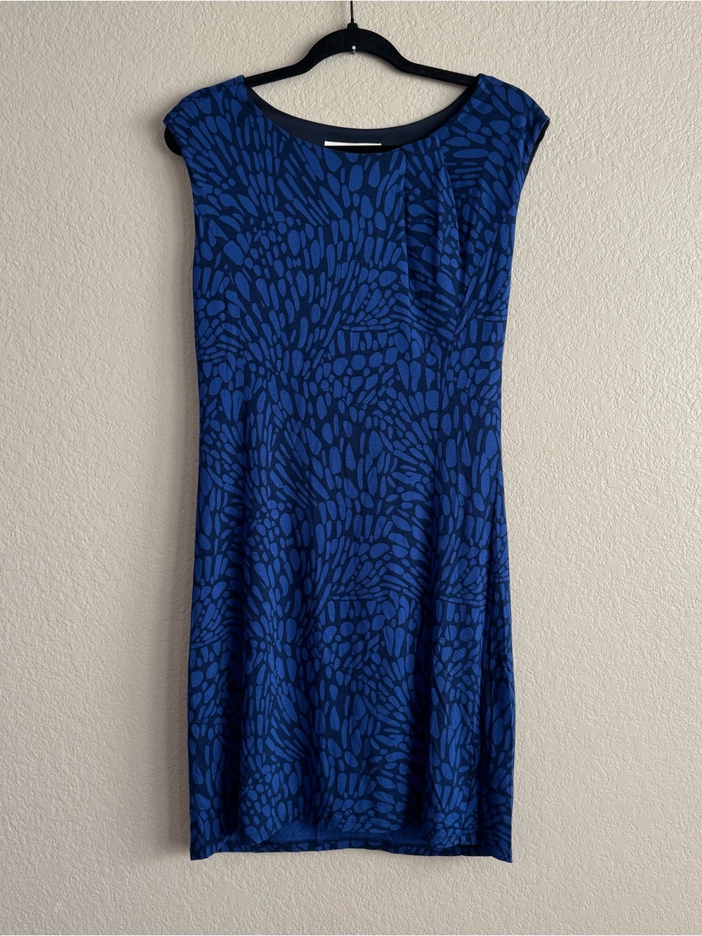 Ann Taylor Loft Women’s Navy and Blue Cap Sleeve Jersey Knit Dress